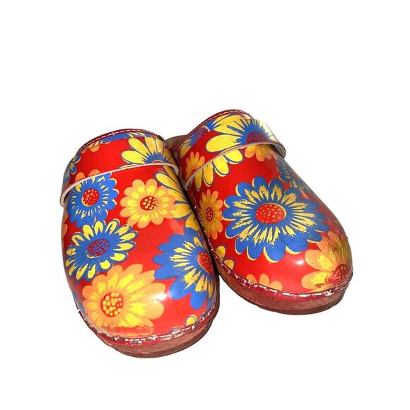 Moheda Toffeln Shoes - Moheda Toffeln Size 36 Us 5.5 Wooden Floral Sweden Leather Floral Clogs